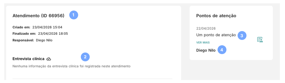 Tela de visualização atendimento
