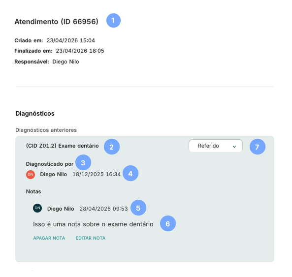 Tela de visualização atendimento